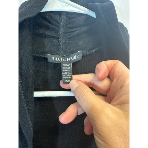 Eileen Fisher M Black Duster Cardigan Tencel Stretch Knit Open Front Black D20 - Picture 3 of 6
